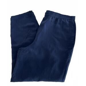 Jessica Holbrook 100 % Silk Navy Blue Lightweight Casual Pants Size Lg
